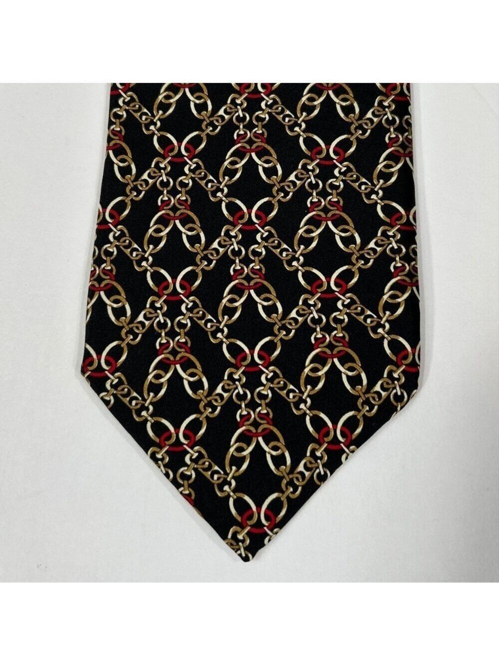 Ashford & Brooks London Men's Handmade Silk Black Red Gold Tie - Picture 4 of 7